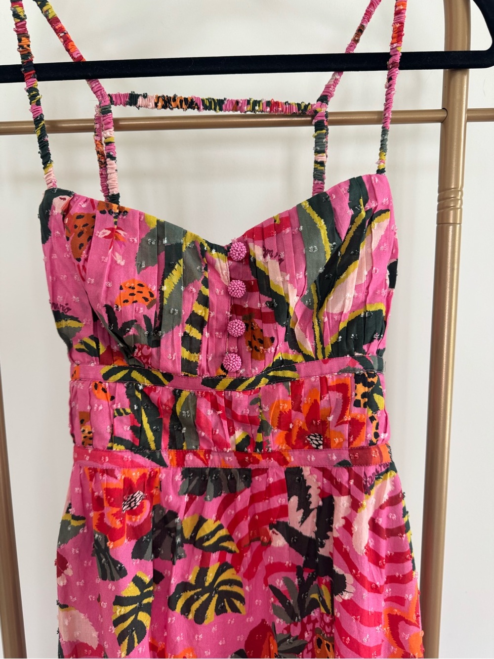 NWT FARM Rio Leopard Forrest Pink Midi Dress Size M - Picture 2 of 11